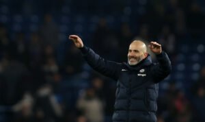 Chelsea head coach Enzo Maresca calling from the sidelines during a match