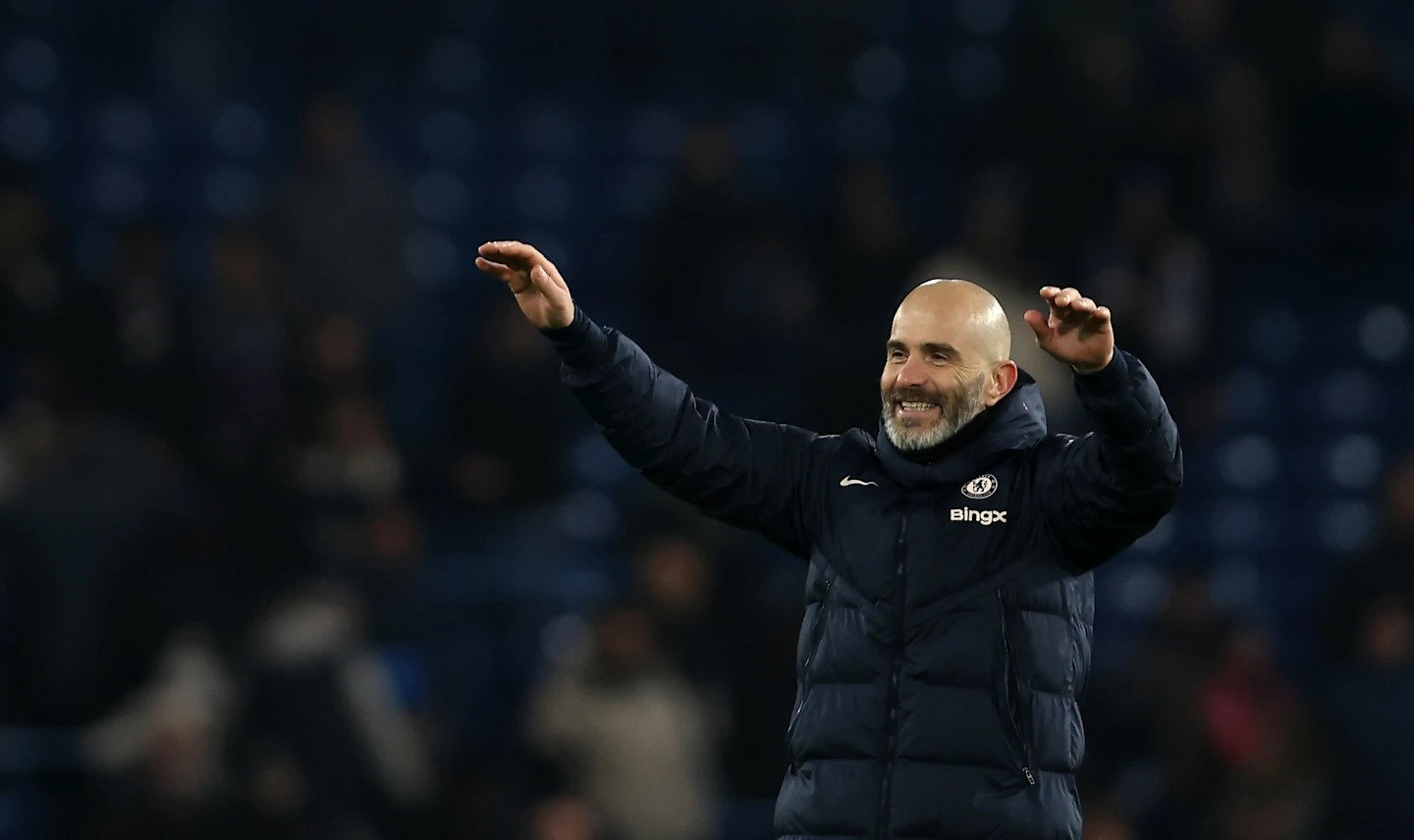 Chelsea head coach Enzo Maresca calling from the sidelines during a match