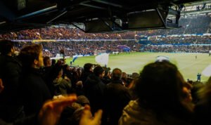 Chelsea fans at the West Stand of Stamford Bridge