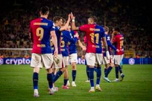 Barcelona team in the game against Borussia Dortmund