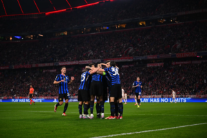 Inter Milan team celebrating a goal at the San Siro