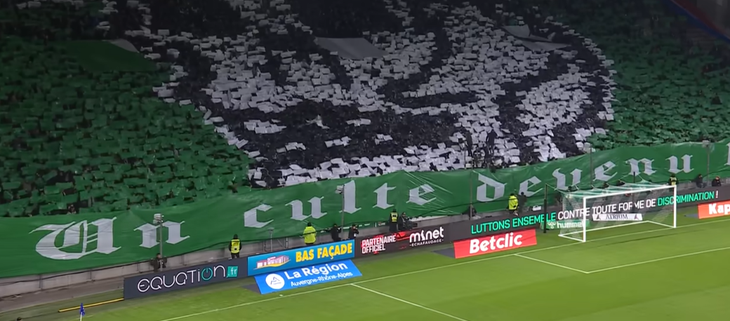 View of the stands in Montpellier stadium during the match between the home side and Saint-Etienne