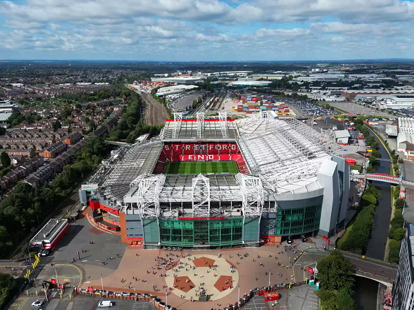 Overhead shot of Manchester United Old Trafford stadium
