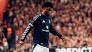 Manchester United winger Amad Diallo on the ball during a match