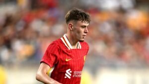Liverpool right-back Conor Bradley during a football match