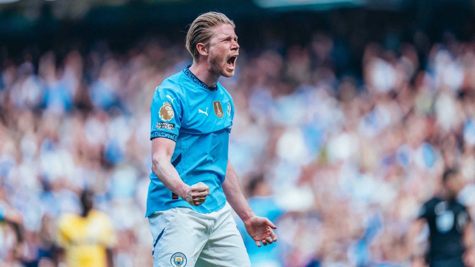 Kevin De Bruyne celebrating a goal for Manchester City