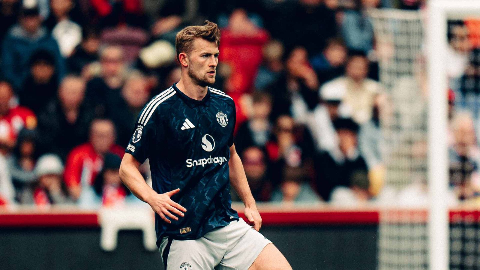 Manchester United defender Matthijs de Ligt standing during his side's Premier League game against Brentford