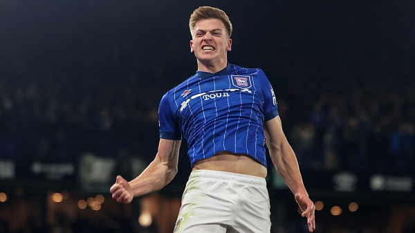 Ipswich Town striker Liam Delap celebrating a goal