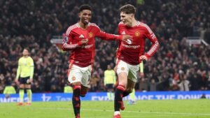 Amad Diallo and Alejandro Garnacho celebrating a goal