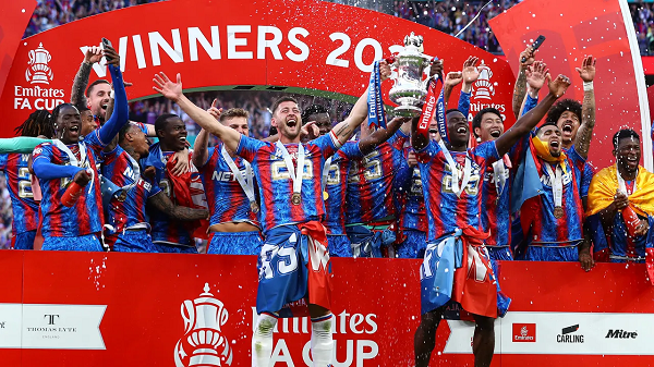Crystal Palace celebrating their 2025 FA Cup win