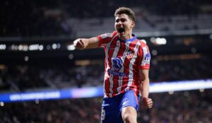 Julian Alvarez celebrating a goal for Atletico