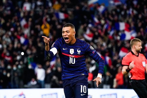 Kylian MBAPPE of France celebrates his second goal during the 2022 FIFA World Cup Qualifier match between France and Kazakhstan at Parc des Princes on November 13, 2019 in Paris, France.