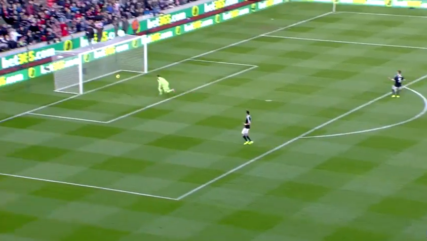 Southampton goalkeeper Artur Boruc watching the ball sail into goal