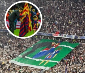 PSG fans tifo paying tribute to Luis Enrique's daughter