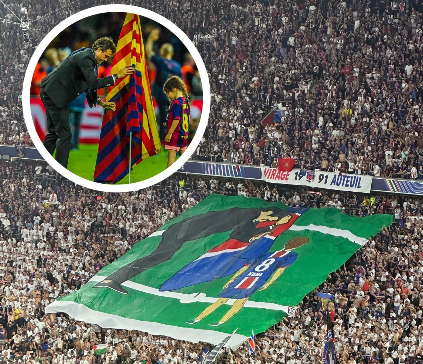 PSG fans tifo paying tribute to Luis Enrique's daughter