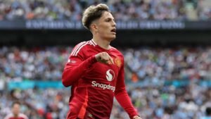 Alejandro Garnacho celebrating a goal for Manchester United