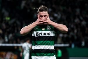Viktor Gyokeres celebrating a goal for Sporting