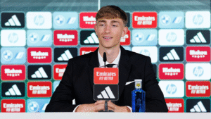 Dean Huijsen attending interview at Real Madrid