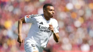 Kylian Mbappe in action for Real Madrid
