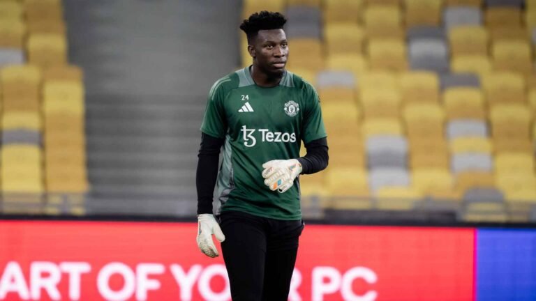 Andre Onana during training at Manchester United