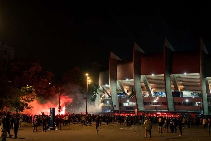 PSG supporters outside the Allianz Arena in Munich