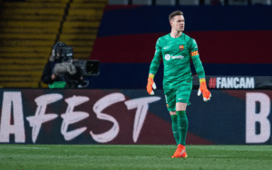 Marc-Andre ter Stegen in action for Barcelona in La Liga