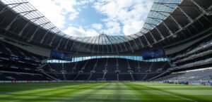 Wide view of Tottenham Hotspur Stadium, home of Tottenham in North London