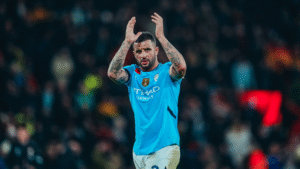 Kyle Walker applauding fans after an appearance for Manchester City
