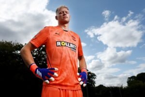 SOUTHAMPTON, ENGLAND - AUGUST 29: Southampton FC sign Aaron Ramsdale from Arsenal FC on a permanent transfer, pictured at the Staplewood Campus, on August 29, 2024 in Southampton, England.