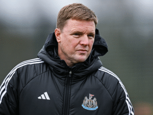 Newcastle manager Eddie Howe supervising the club's training session