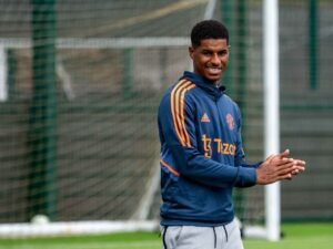 Marcus Rashford in training with Manchester United