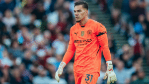 Ederson in action for Manchester City
