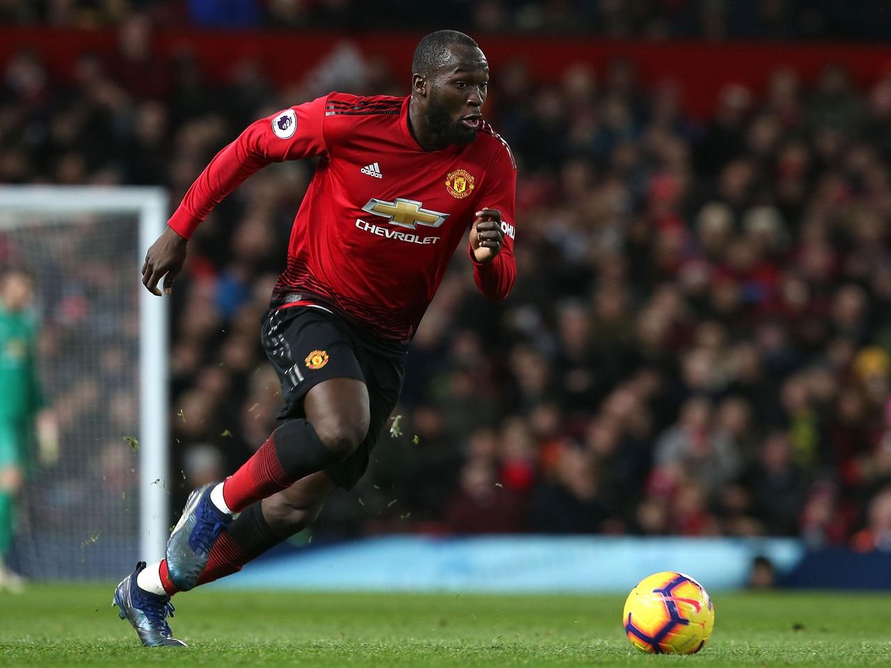 Romelu Lukaku of Manchester United in action during the Premier League match between Manchester United and Fulham FC at Old Trafford on December 8, 2018 in Manchester, United Kingdom
