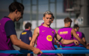 Gavi in training with Barcelona squad