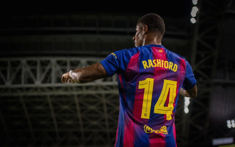 Marcus Rashford in a Barcelona shirt