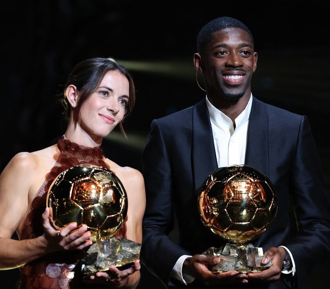 Ousmane Dembele (right) posing alongside Aitana Bonmati, winner of the women's Ballon d'Or.