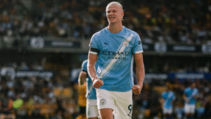 Erling Haaland celebrating for Manchester City