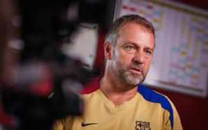 Hansi Flick speaking in an interview