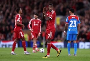 Alexander Isak walks off to applause after his debut for Liverpool against Atletico in the Champions League