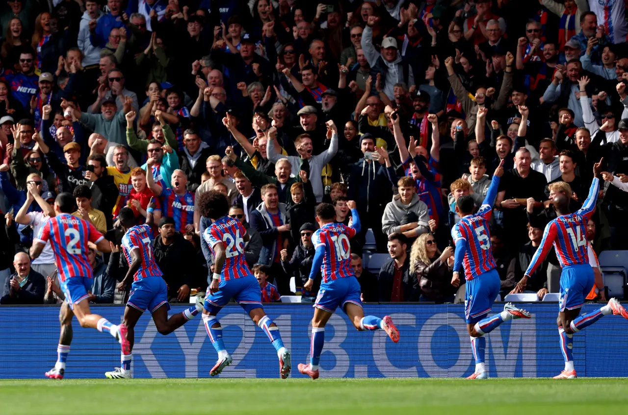 Crystal Palace players celebrating their Premier League win over Liverpool
