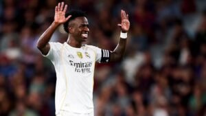Vinicius Junior celebrating goal for Real Madrid against Levante