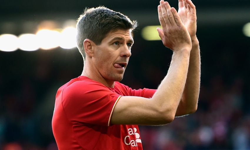 Steven Gerrard applauding fans in his last appearance as a player at Anfield
