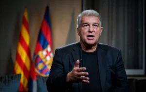 Barcelona president Joan Laporta giving a speech