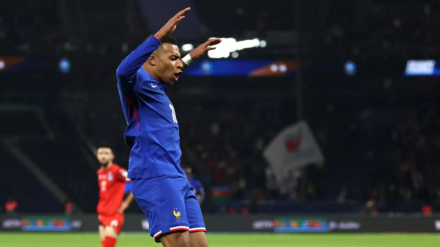 Real Madrid forward Kylian Mbappe in action for France