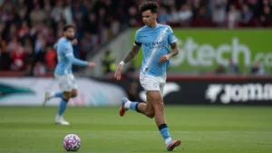 Nico O'Reilly in action for Manchester City in the Premier League
