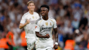 Vinicius Junior celebrating goal for Real Madrid against Villareal