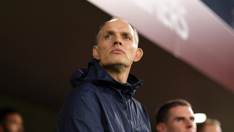 Thomas Tuchel looking on during England's match against Albania