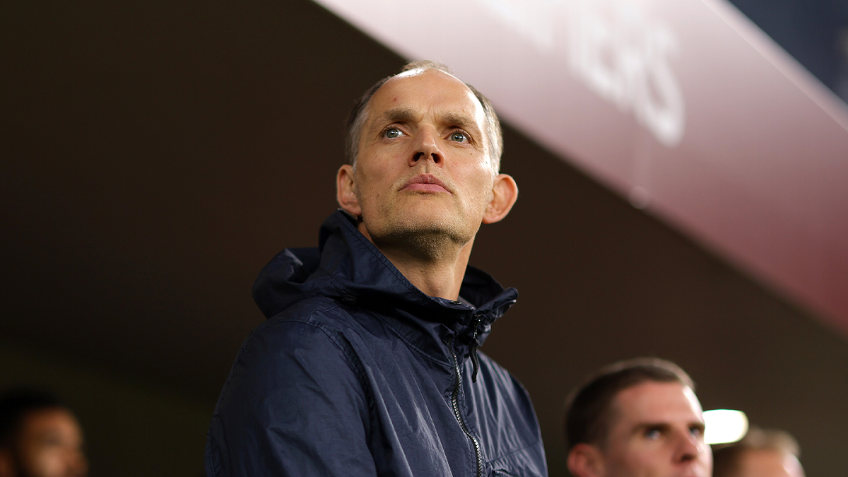 Thomas Tuchel looking on during England's match against Albania