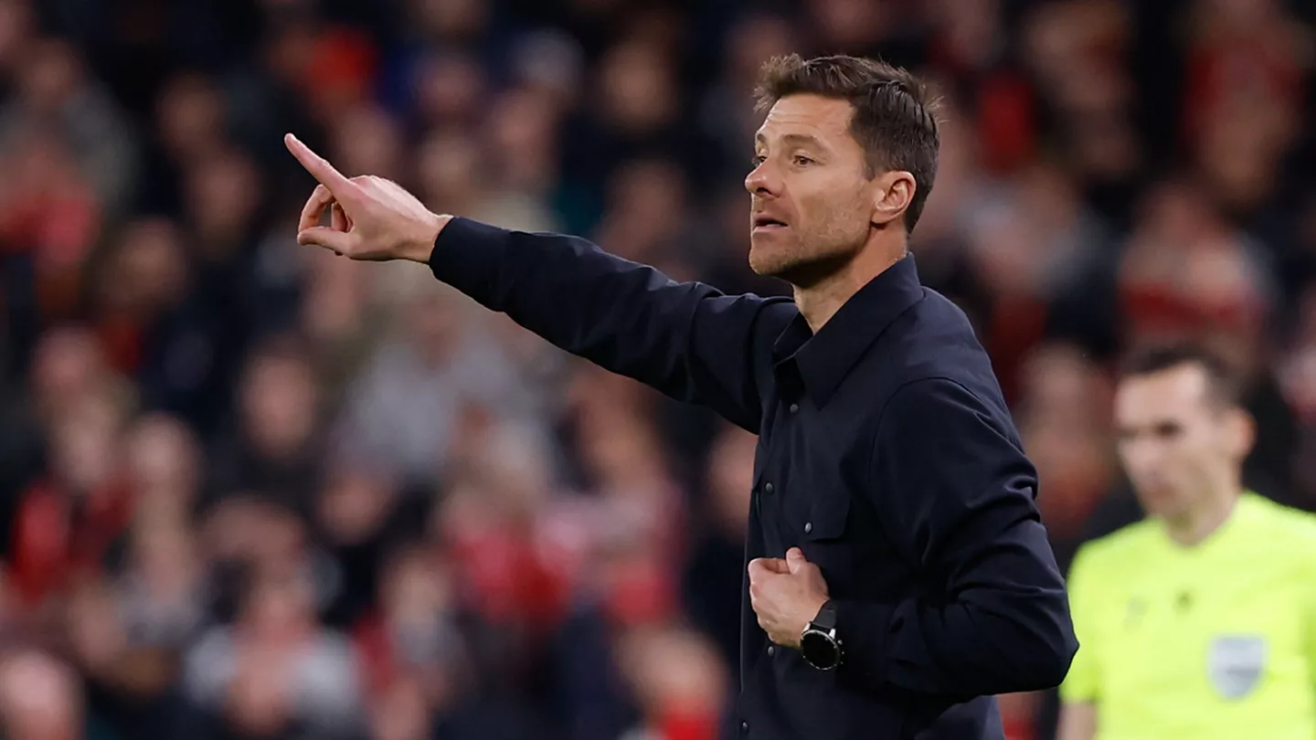 Xabi Alonso directing his Real Madrid side from the touchline at Anfield