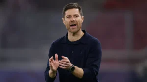 Xabi Alonso marshalling his Real Madrid team from the sidelines
